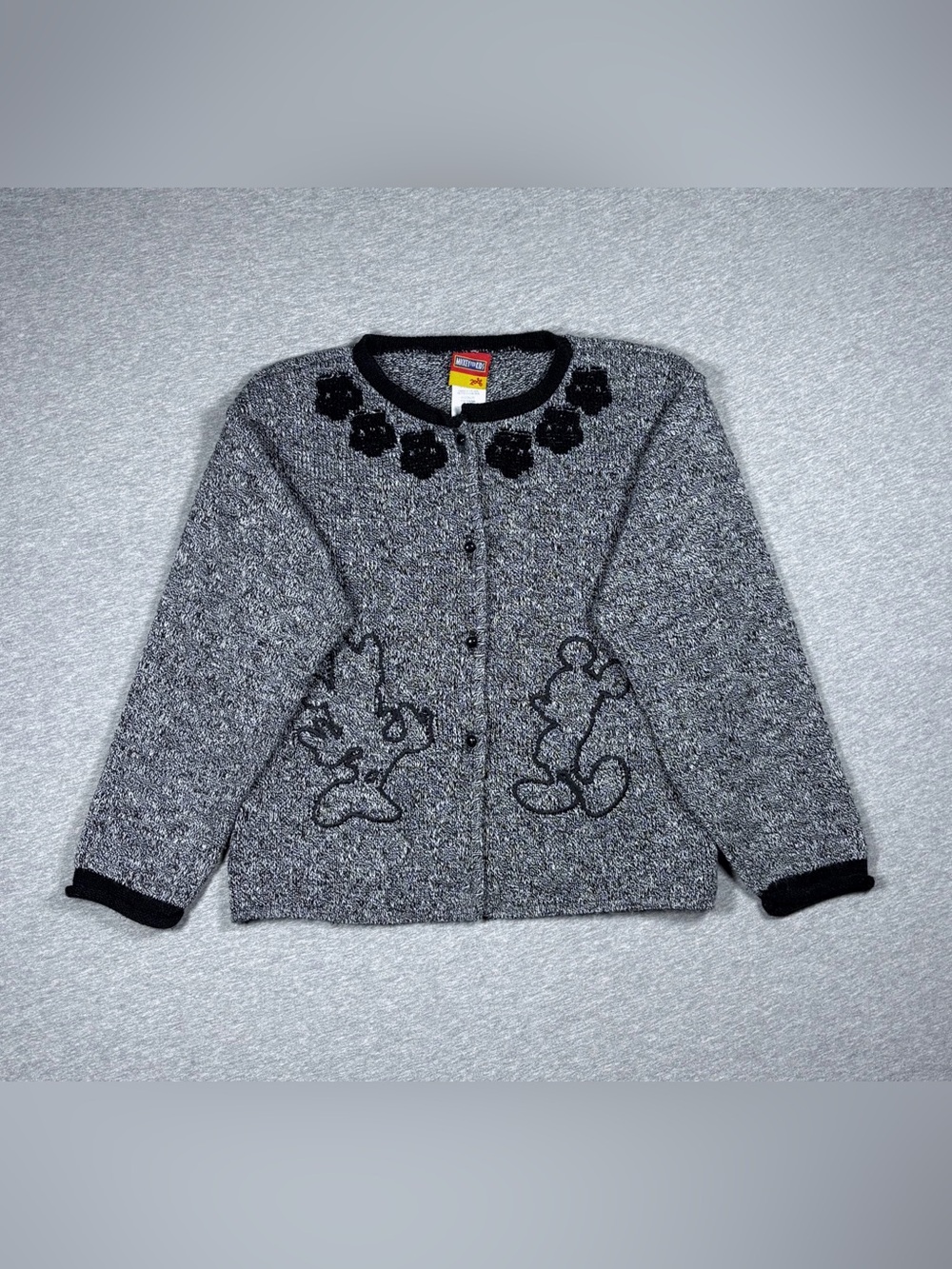 Vintage Disney Kids Sweater M 10/12 Mickey Minnie Mouse Girls Button Cardigan